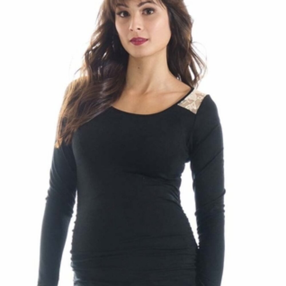 Lilac Maternity Amanda Top - Black w/White Should Lace Size Small (4-6)